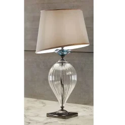 Viadurini Lighting Klassische Tischlampen-Klassische handwerkliche Glastischlampe und luxuriöser Lampenschirm - Flandern