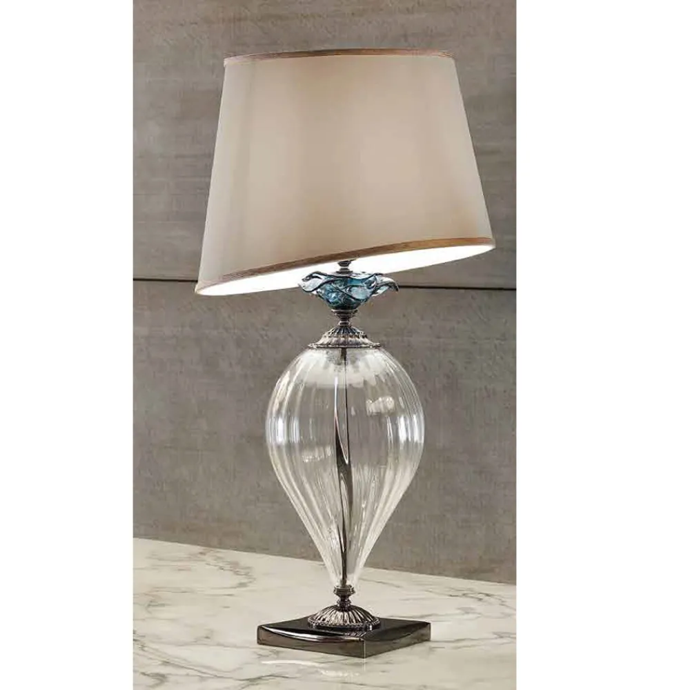 Viadurini Lighting Klassische Tischlampen-Klassische handwerkliche Glastischlampe und luxuriöser Lampenschirm - Flandern
