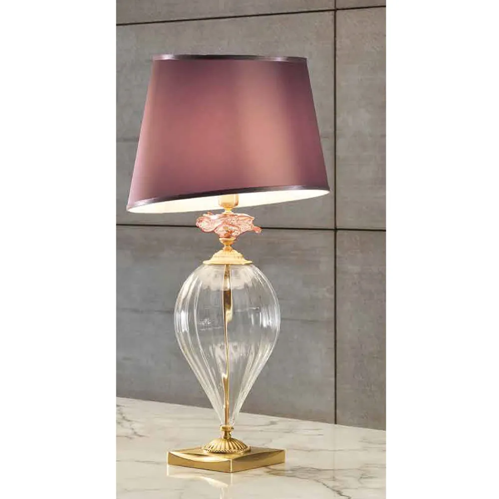 Viadurini Lighting Klassische Tischlampen-Klassische handwerkliche Glastischlampe und luxuriöser Lampenschirm - Flandern