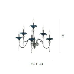 Viadurini Lighting Klassische Kronleuchter-Klassische 6-Licht-Wandlampe aus Glas, Kristall und Luxusmetall - Flandern