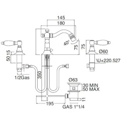 Viadurini Taps Bidetarmaturen-Klassische 3-Loch-Bidetarmaturen mit Messinghebeln Made in Italy - Noriana