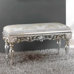 Viadurini Living Sitzsäcke|Sitzsäcke-klassische Sitzbank im Neobarock Stil in altsilber