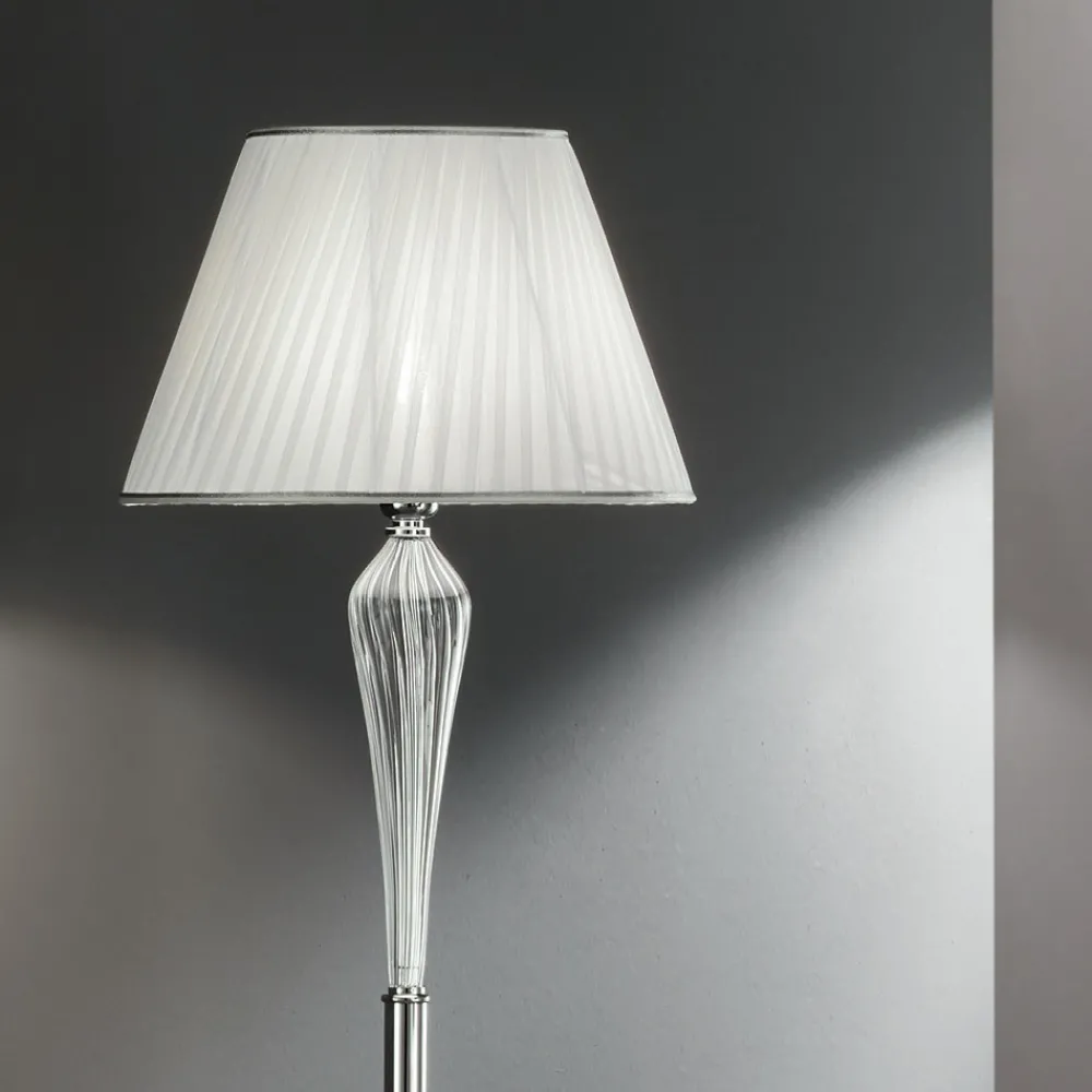 Viadurini Lighting Klassische Stehlampen-Klassische Stehlampe aus handgefertigtem Rigaton-Glas und verchromtem Metall - Fievole