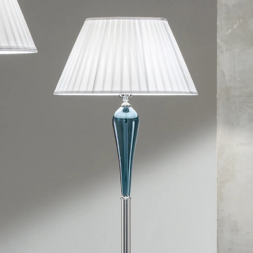 Viadurini Lighting Klassische Stehlampen-Klassische Stehlampe aus Metall und Glas mit Lampenschirm aus Stoff - Oliver