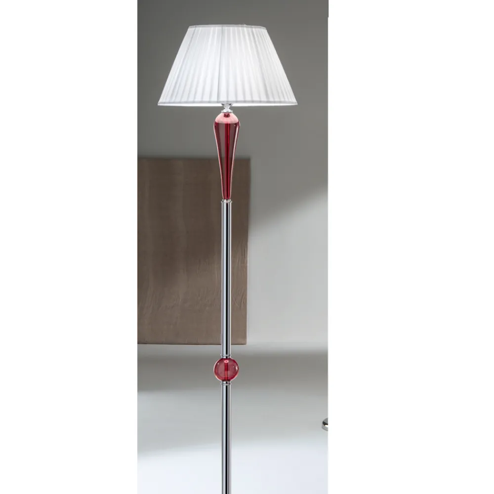 Viadurini Lighting Klassische Stehlampen-Klassische Stehlampe aus Metall und Glas mit Lampenschirm aus Stoff - Oliver