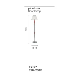 Viadurini Lighting Klassische Stehlampen-Klassische Stehlampe aus Metall und Glas mit Lampenschirm aus Stoff - Oliver