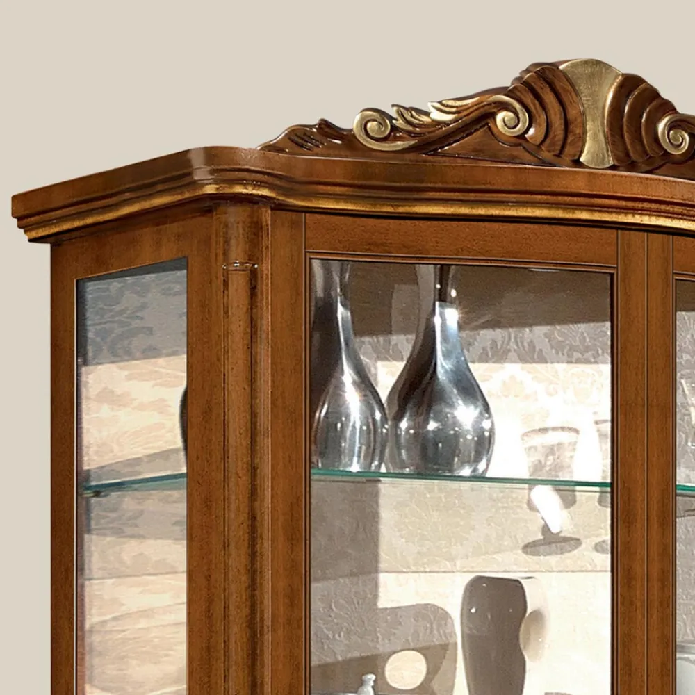 Viadurini Classic Vitrinen-Klassische Vitrine aus Bassano-Nussbaumholz mit zwei Türen Made in Italy - Chantilly