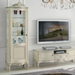 Viadurini Classic Vitrinen-Klassische Vitrine aus weißem Nussbaumholz oder Mokkaholz Made in Italy - Chantilly