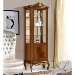 Viadurini Classic Vitrinen-Klassische Vitrine aus weißem Nussbaumholz oder Mokkaholz Made in Italy - Chantilly