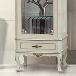 Viadurini Classic Vitrinen-Klassische Vitrine mit Tür und weißer Holzschublade Made in Italy - Cheverny