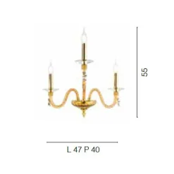 Viadurini Lighting Klassische Wandleuchten-Klassische Wandlampe 3 Lichter aus mundgeblasenem Glas und handgefertigten Details - Phaedra