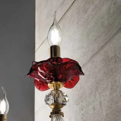 Viadurini Lighting Klassische Wandleuchten-Klassische Wandlampe 2 Lichter mundgeblasenes Glas und florale Details - Bluminda