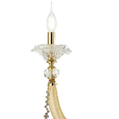 Viadurini Lighting Klassische Wandleuchten-Klassische Wandlampe 2 Lichter mundgeblasenes Glas und florale Details - Bluminda