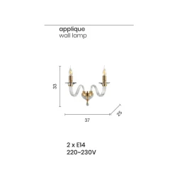 Viadurini Lighting Klassische Wandleuchten-Klassische Wandlampe 2 Lichter Italienisches handgefertigtes Glas und Metall - Rapallo