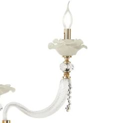 Viadurini Lighting Klassische Wandleuchten-Klassische Wandlampe 3 Lichter mundgeblasenes Glas und florale Details - Bluminda