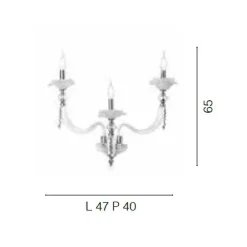 Viadurini Lighting Klassische Wandleuchten-Klassische Wandlampe 3 Lichter mundgeblasenes Glas und florale Details - Bluminda