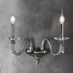 Viadurini Lighting Klassische Wandleuchten-Klassische Wandlampe 2 Lichter aus mundgeblasenem Glas und handgefertigten Details - Phaedra