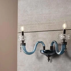 Viadurini Lighting Klassische Wandleuchten-Klassische Wandlampe 2 Lichter Handgefertigtes Luxusglas Made in Italy - Saline
