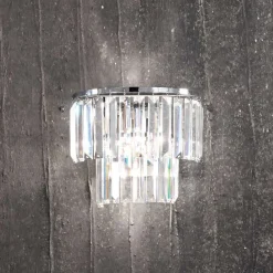 Viadurini Lighting Klassische Wandleuchten-Klassische Wandlampe aus silberfarbenem Metall mit Kristallanhängern - Jerome