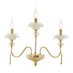 Viadurini Lighting Klassische Wandleuchten-Klassische Wandlampe mit 3 Lichtern aus Glas, Kristall und Luxusmetall - Flandern