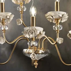 Viadurini Lighting Klassische Wandleuchten-Klassische Wandleuchte 6 Lichter aus Porzellan und luxuriösem mundgeblasenem Glas - Eteria