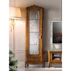 Viadurini Classic Vitrinen-Klassische Wohnzimmervitrine aus Walnussholz, 1 Tür, hergestellt in Italien – Ronald