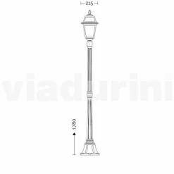 Viadurini Lighting Gartenlampion-Klassischer Außenlaternenpfahl aus Aluminium, made in Italy, Kristel