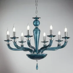 Viadurini Lighting Klassische Kronleuchter-Klassischer 8-flammiger handgefertigter Rigaton-Kronleuchter aus Glas und Metall - Fievole