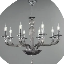 Viadurini Lighting Klassische Kronleuchter-Klassischer 8-flammiger handgefertigter Rigaton-Kronleuchter aus Glas und Metall - Fievole