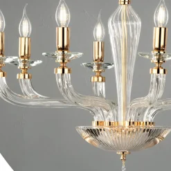 Viadurini Lighting Klassische Kronleuchter-Klassischer 8-flammiger handgefertigter Rigaton-Kronleuchter aus Glas und Metall - Fievole