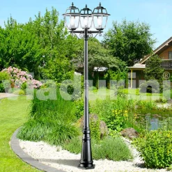 Viadurini Lighting Gartenlampion-Klassischer Garten-Laternenpfahl mit drei Lichtern aus Aluminium, Kristel
