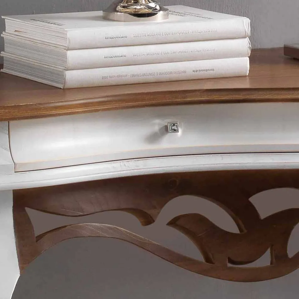 Viadurini Living Konsolentisch Flur-klassischer Konsolentisch in antiken weiß und nußbraun Creti