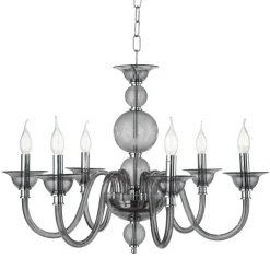 Viadurini Lighting Klassische Kronleuchter-Klassischer Kronleuchter 6 Lichter Rauchglas Handgefertigt aus Italien und Metall - Memore