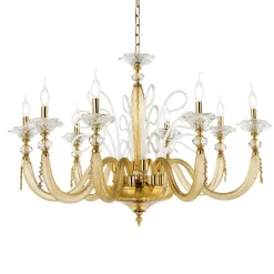 Viadurini Lighting Klassische Kronleuchter-Klassischer Kronleuchter 8 Lichter Geblasenes Glas Blumendetails - Bluminda