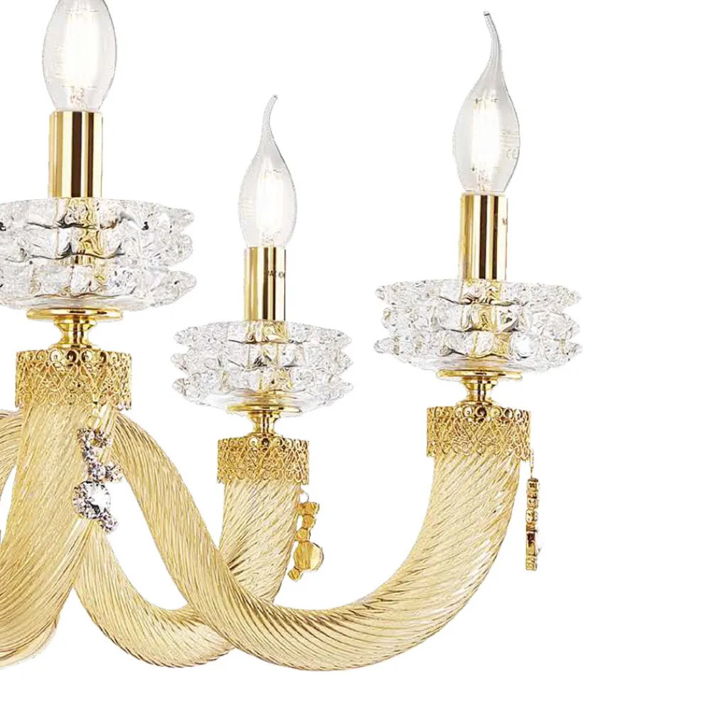 Viadurini Lighting Klassische Kronleuchter-Klassischer Kronleuchter mit 6 Lichtern aus handgefertigtem italienischem Luxusglas - Saline