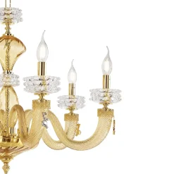 Viadurini Lighting Klassische Kronleuchter-Klassischer Kronleuchter mit 6 Lichtern aus handgefertigtem italienischem Luxusglas - Saline