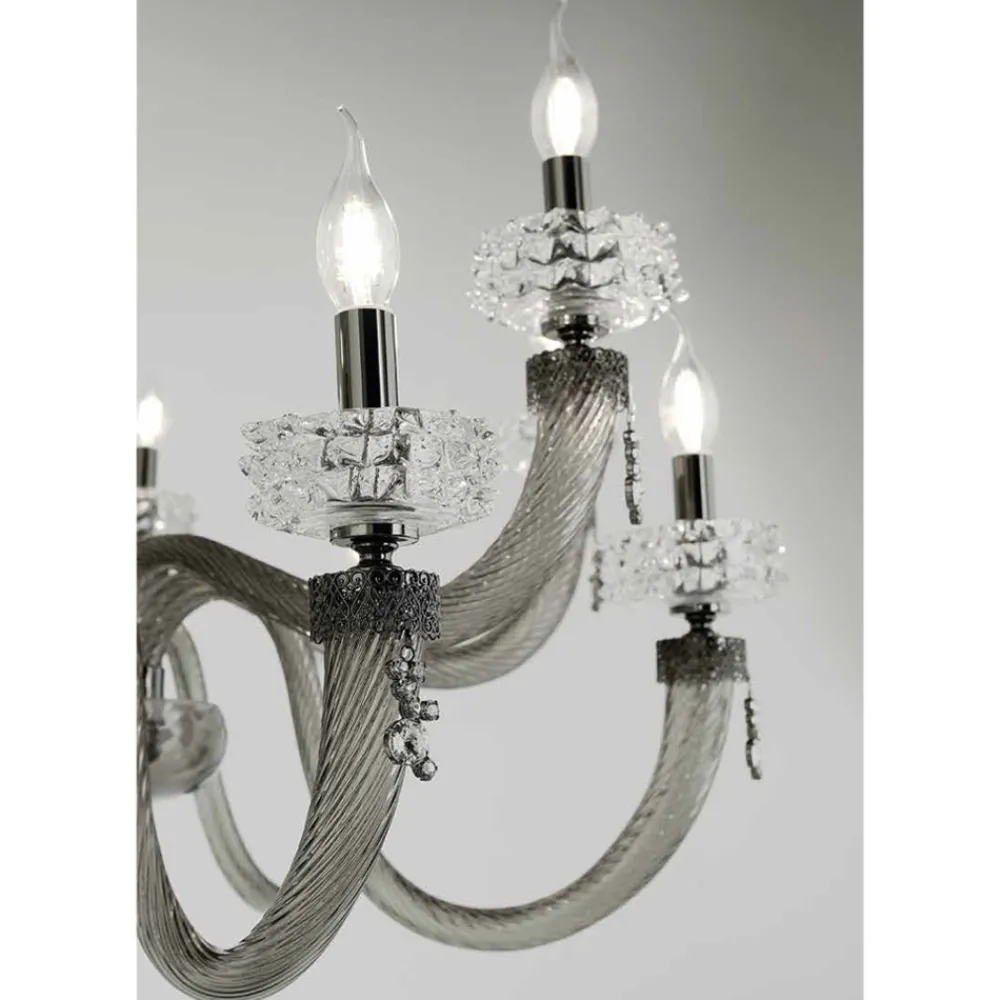 Viadurini Lighting Klassische Kronleuchter-Klassischer Kronleuchter mit 6 Lichtern aus handgefertigtem italienischem Luxusglas - Saline