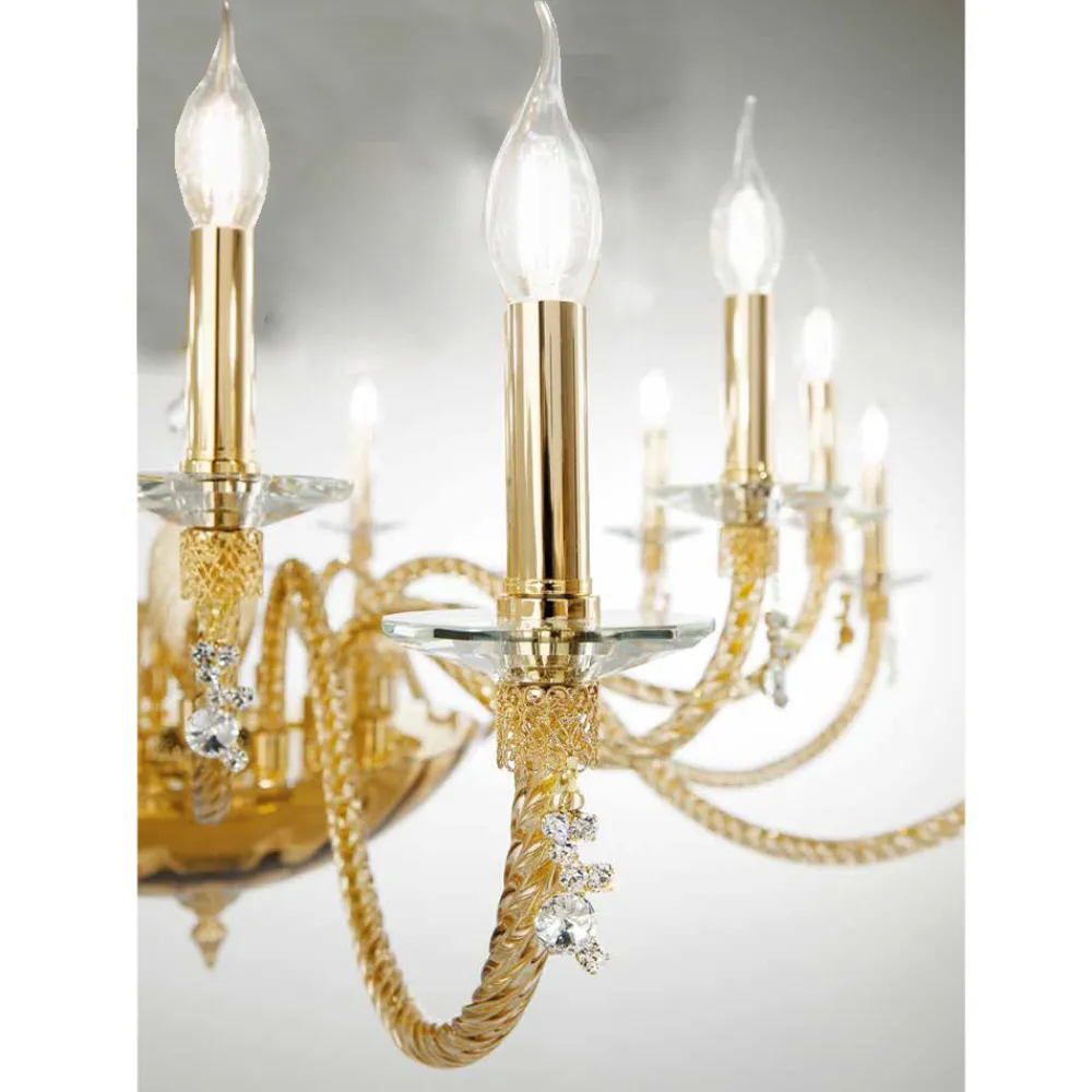 Viadurini Lighting Klassische Kronleuchter-Klassischer Kronleuchter mit 8 Lichtern aus mundgeblasenem Glas und Handdetails - Phaedra