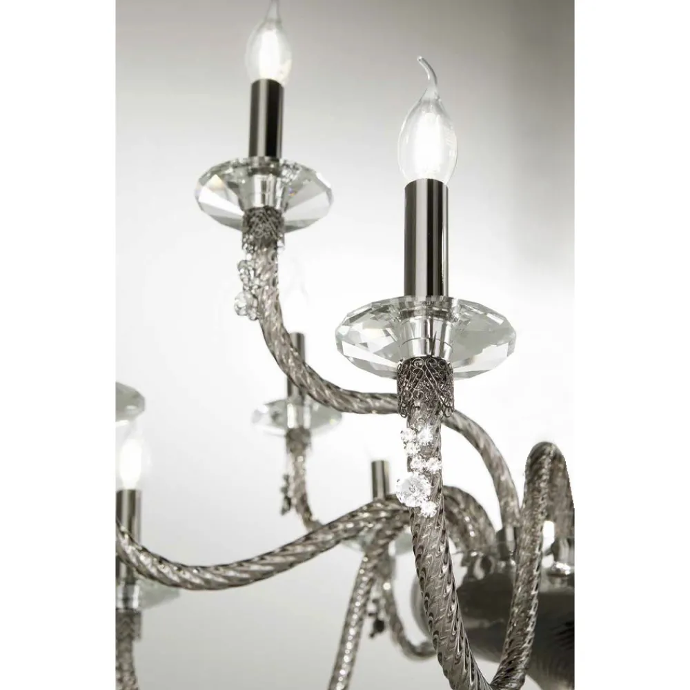 Viadurini Lighting Klassische Kronleuchter-Klassischer Kronleuchter mit 8 Lichtern aus mundgeblasenem Glas und Handdetails - Phaedra