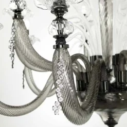 Viadurini Lighting Klassische Kronleuchter-Klassischer Kronleuchter 12 Lichter Geblasenes Glas Blumendetails - Bluminda