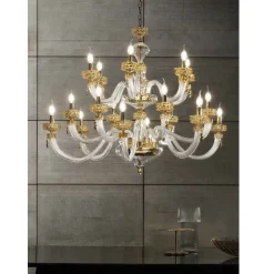 Viadurini Lighting Klassische Kronleuchter-Klassischer Kronleuchter 18 Lichter aus handgefertigtem italienischem Luxusglas - Saline