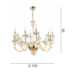 Viadurini Lighting Klassische Kronleuchter-Klassischer Kronleuchter mit 12 Lichtern aus Porzellan und luxuriösem mundgeblasenem Glas - Eteria