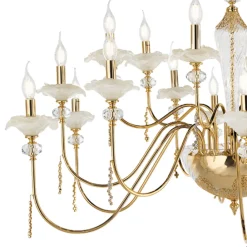 Viadurini Lighting Klassische Kronleuchter-Klassischer Kronleuchter mit 18 Lichtern aus Glas, Kristall und Luxusmetall - Flandern