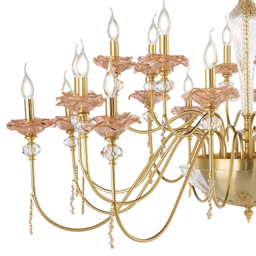 Viadurini Lighting Klassische Kronleuchter-Klassischer Kronleuchter mit 18 Lichtern aus Glas, Kristall und Luxusmetall - Flandern