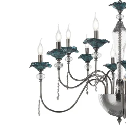 Viadurini Lighting Klassische Kronleuchter-Klassischer Kronleuchter mit 18 Lichtern aus Glas, Kristall und Luxusmetall - Flandern