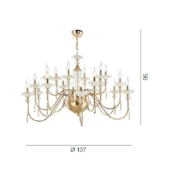 Viadurini Lighting Klassische Kronleuchter-Klassischer Kronleuchter mit 18 Lichtern aus Glas, Kristall und Luxusmetall - Flandern