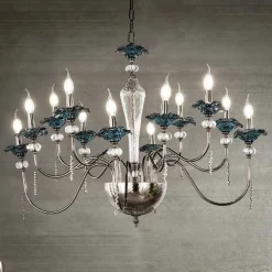 Viadurini Lighting Klassische Kronleuchter-Klassischer Kronleuchter mit 12 Lichtern aus Glas, Kristall und Luxusmetall - Flandern