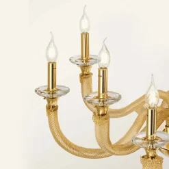 Viadurini Lighting Klassische Kronleuchter-Klassischer Kronleuchter 12 Lichter aus handwerklichem Glas und Kristallen - Magrena