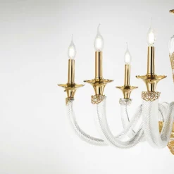 Viadurini Lighting Klassische Kronleuchter-Klassischer Kronleuchter 12 Lichter aus handwerklichem Glas und Kristallen - Magrena