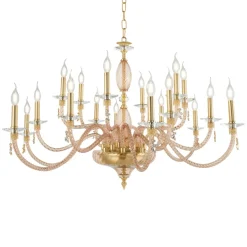 Viadurini Lighting Klassische Kronleuchter-Klassischer Kronleuchter mit 18 Lichtern aus mundgeblasenem Glas und Handdetails - Phaedra